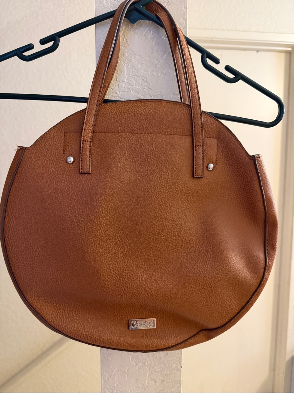 Carlos Santana Round Tote in Cognac Brown